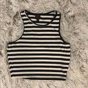 Black and white striped crop top